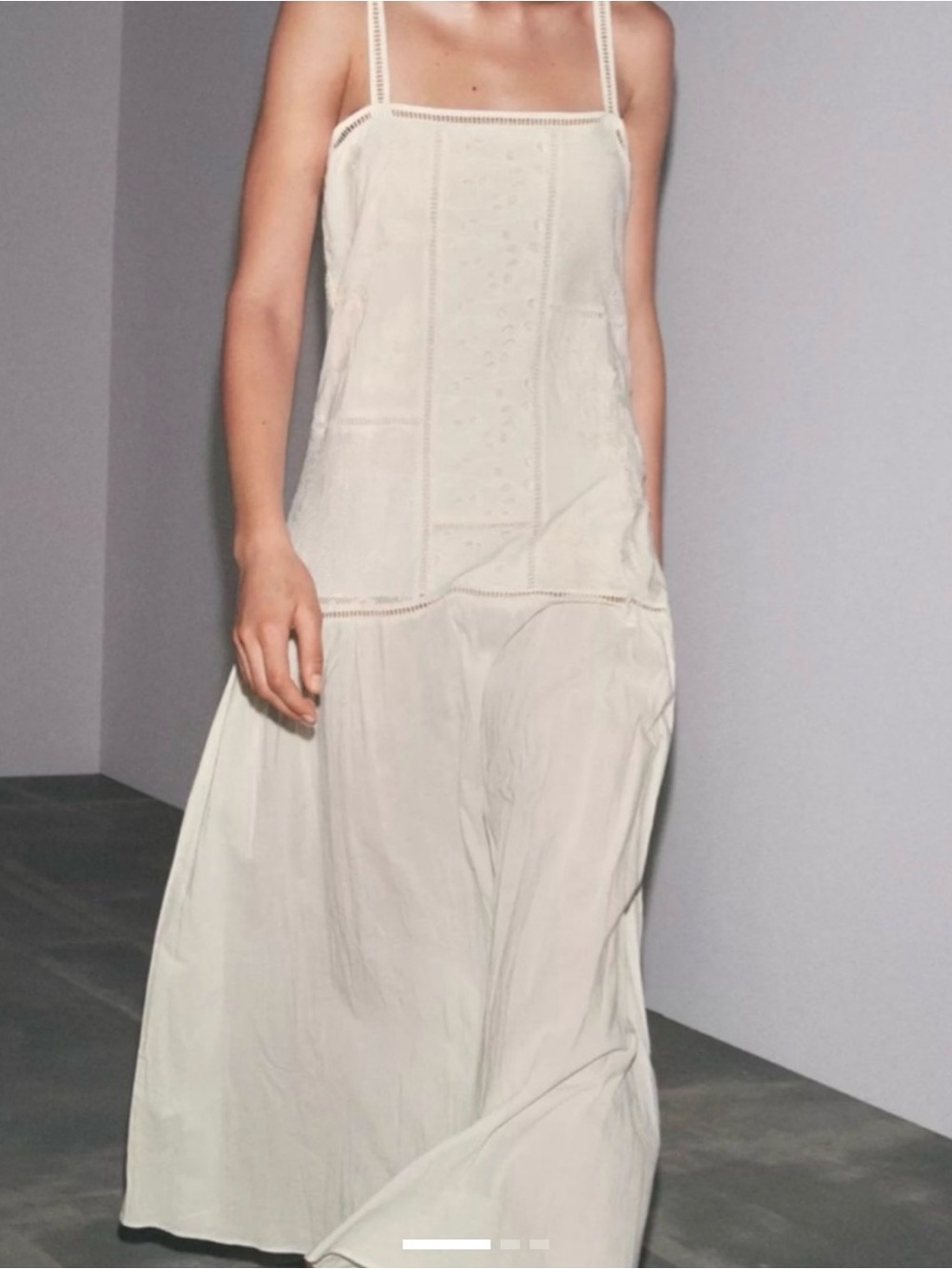 Zara Cream patchwork embroidered dress